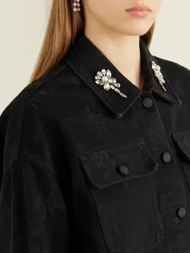 Simone Rocha Crystal-embellished Floral-print Denim Jacket | Thumbnail 5