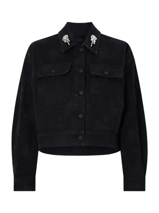 Simone Rocha Crystal-embellished Floral-print Denim Jacket
