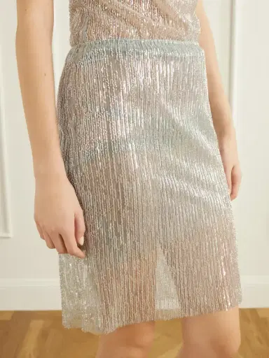 Ilkyaz Ozel Ani Crystals Embellished Mini Skirt | Thumbnail 4