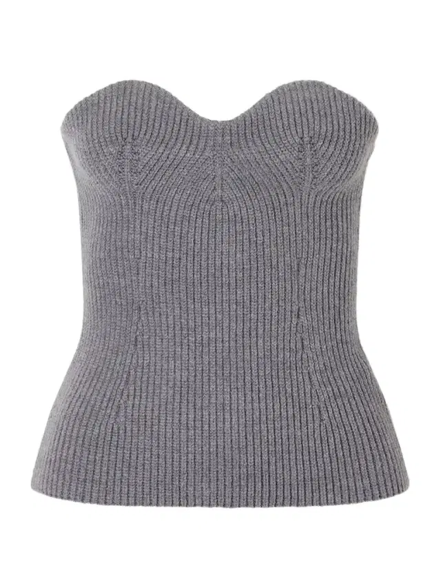 Jil Sander Strapless Ribbed Wool-blend Bustier Top