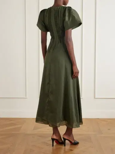 Aje Movement Gathered Lyocell And Linen-blend Midi Dress | Thumbnail 3 Aje Movement Gathered Lyocell And Linen-blend Midi Dress | Thumbnail 3