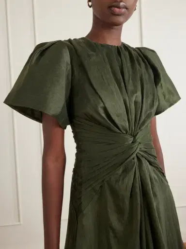 Aje Movement Gathered Lyocell And Linen-blend Midi Dress | Thumbnail 4 Aje Movement Gathered Lyocell And Linen-blend Midi Dress | Thumbnail 4