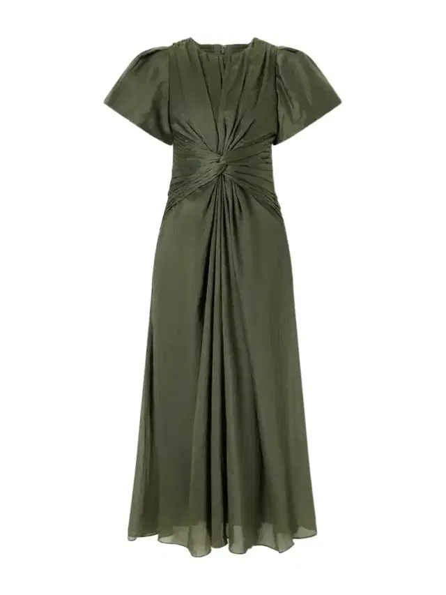 Aje Movement Gathered Lyocell And Linen-blend Midi Dress