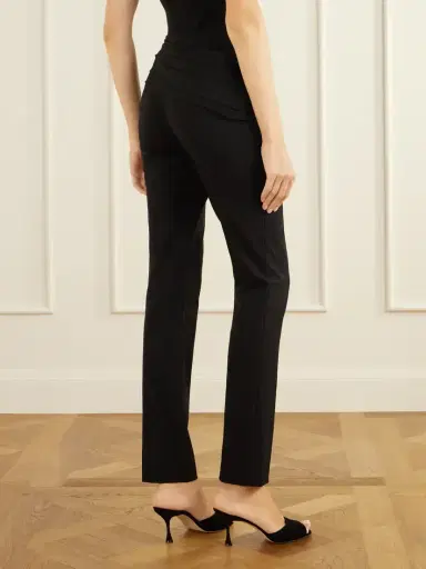 Carolina Herrera Gathered Wool-blend Twill Straight-leg Pants | Thumbnail 3 Carolina Herrera Gathered Wool-blend Twill Straight-leg Pants | Thumbnail 3