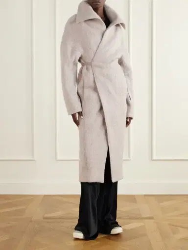 Rick Owens Dracucollar Belted Alpaca And Virgin Wool-blend Coat | Thumbnail 2