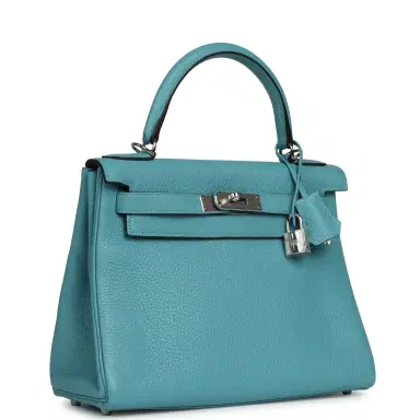 HERMÈS Pre-owned Hermes Kelly Retourne 28 Turquoise Togo Palladium Hardware | Thumbnail 2