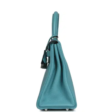 HERMÈS Pre-owned Hermes Kelly Retourne 28 Turquoise Togo Palladium Hardware | Thumbnail 3