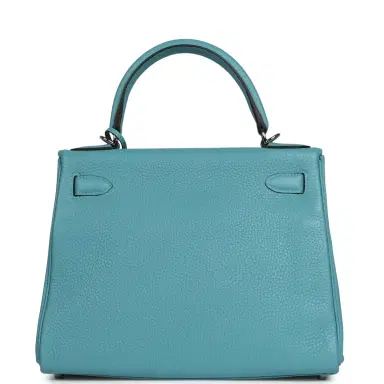 HERMÈS Pre-owned Hermes Kelly Retourne 28 Turquoise Togo Palladium Hardware | Thumbnail 4