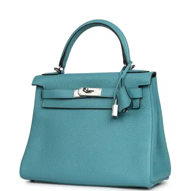 HERMÈS Pre-owned Hermes Kelly Retourne 28 Turquoise Togo Palladium Hardware | Thumbnail 5