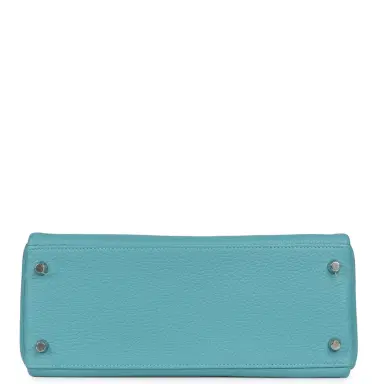 HERMÈS Pre-owned Hermes Kelly Retourne 28 Turquoise Togo Palladium Hardware | Thumbnail 6