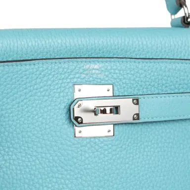 HERMÈS Pre-owned Hermes Kelly Retourne 28 Turquoise Togo Palladium Hardware | Thumbnail 7