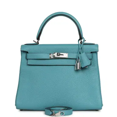 HERMÈS Pre-owned Hermes Kelly Retourne 28 Turquoise Togo Palladium Hardware | Thumbnail 1