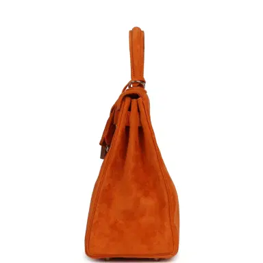 HERMÈS Vintage Hermes Kelly Sellier 28 Orange Doblis Palladium Hardware | Thumbnail 3