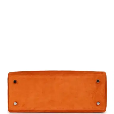 HERMÈS Vintage Hermes Kelly Sellier 28 Orange Doblis Palladium Hardware | Thumbnail 6