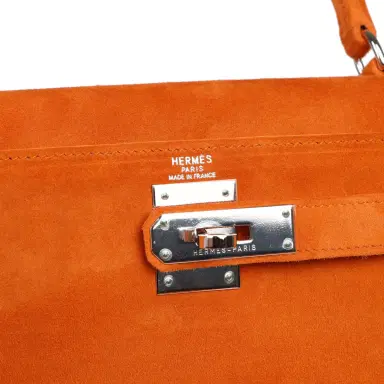 HERMÈS Vintage Hermes Kelly Sellier 28 Orange Doblis Palladium Hardware | Thumbnail 7