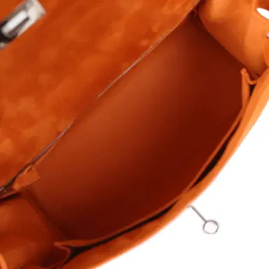 HERMÈS Vintage Hermes Kelly Sellier 28 Orange Doblis Palladium Hardware | Thumbnail 8