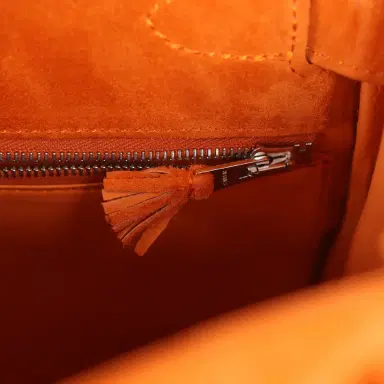 HERMÈS Vintage Hermes Kelly Sellier 28 Orange Doblis Palladium Hardware | Thumbnail 9