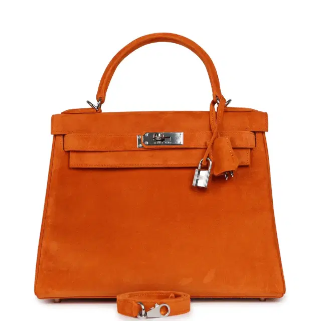HERMÈS Vintage Hermes Kelly Sellier 28 Orange Doblis Palladium Hardware