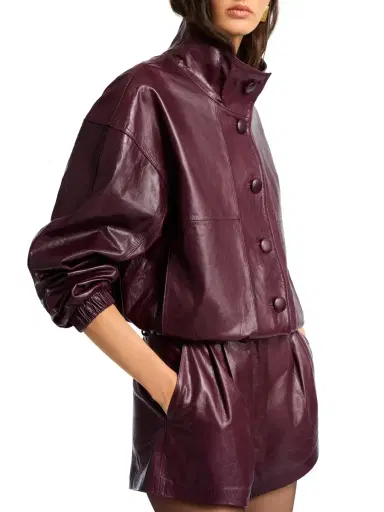Dodiee Kate Leather Bomber Jacket | Thumbnail 4