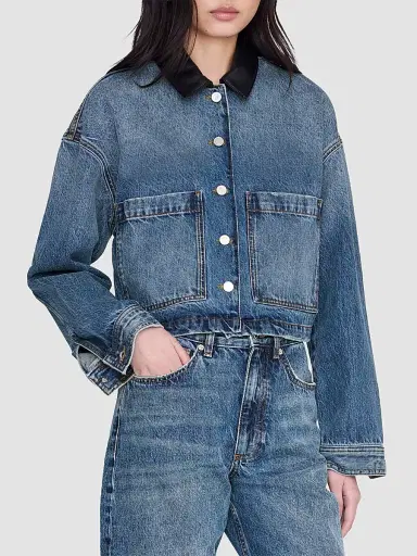 ANINE BING Women's Yuma Denim Jacket - Washed Blue | Thumbnail 4