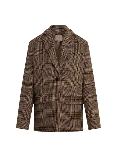 Favorite Daughter Women's The Dean Plaid Notch Lapel Blazer - Brown Glen Plaid - Size XS | Thumbnail 1