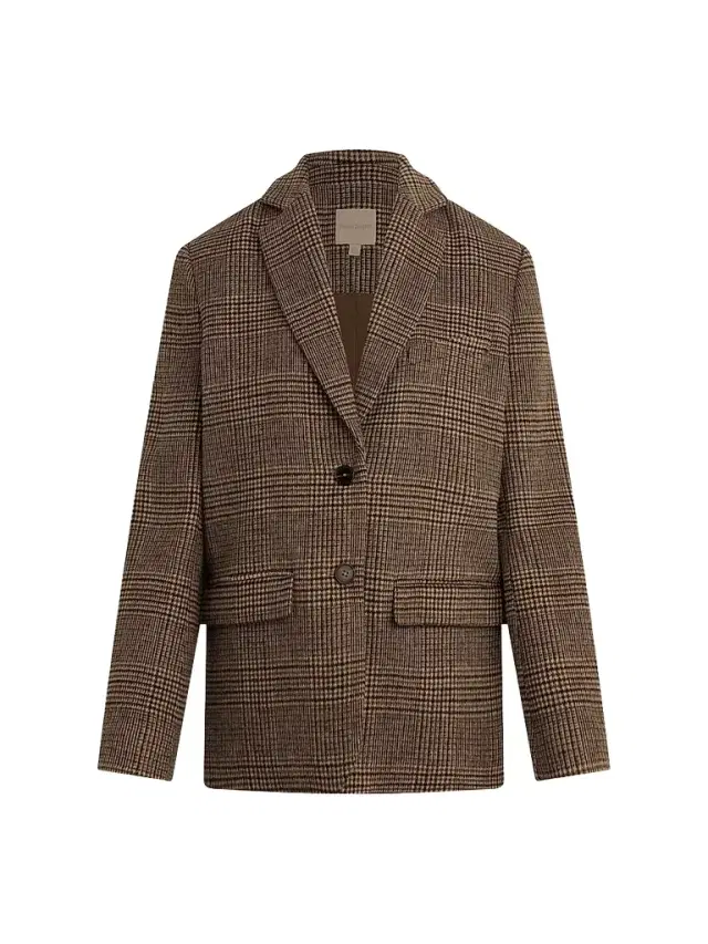 Favorite Daughter Women's The Dean Plaid Notch Lapel Blazer - Brown Glen Plaid