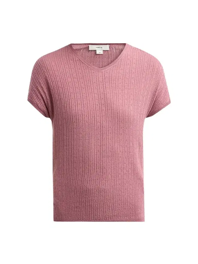 Vince Women's Pointelle Wool T-Shirt - Dusty Peony - Size XS