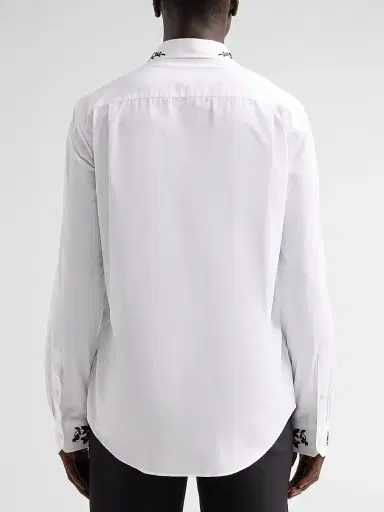 Alexander McQueen Men's Floral Embroidered Cotton Shirt - Optical White - Size 42 | Thumbnail 3