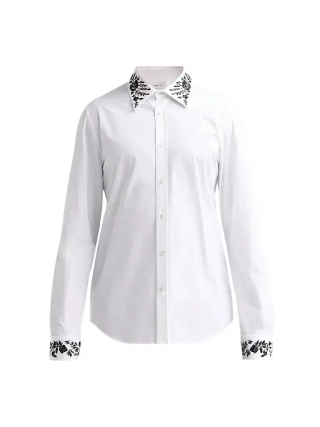 McQueen Men's Floral Embroidered Cotton Shirt - Optical White