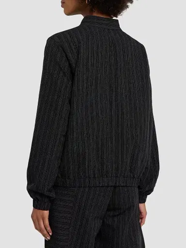 Eileen Fisher Women's Yarn-Dyed Stripe Cotton Jacket - Black White | Thumbnail 3