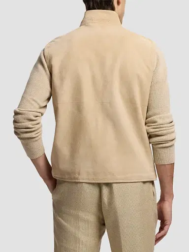 Ralph Lauren Purple Label Men's Classic Suede-Jamison Vest - Champagne | Thumbnail 2