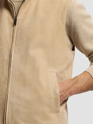 Ralph Lauren Purple Label Men's Classic Suede-Jamison Vest - Champagne | Thumbnail 5