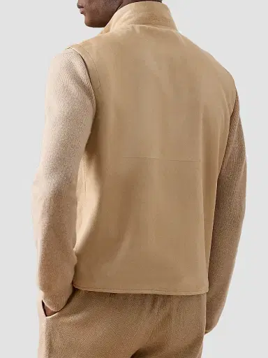 Ralph Lauren Purple Label Men's Classic Suede-Jamison Vest - Champagne | Thumbnail 7