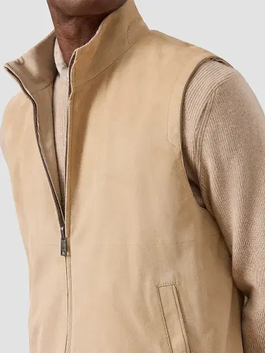 Ralph Lauren Purple Label Men's Classic Suede-Jamison Vest - Champagne | Thumbnail 8