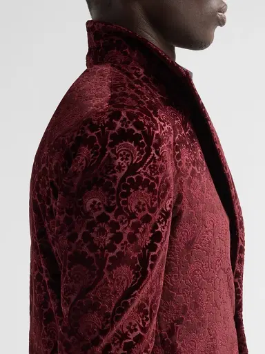 Sartorio Napoli Men's Paisley Velvet Single-Button Dinner Jacket - Burgundy | Thumbnail 7 Sartorio Napoli Men's Paisley Velvet Single-Button Dinner Jacket - Burgundy | Thumbnail 7