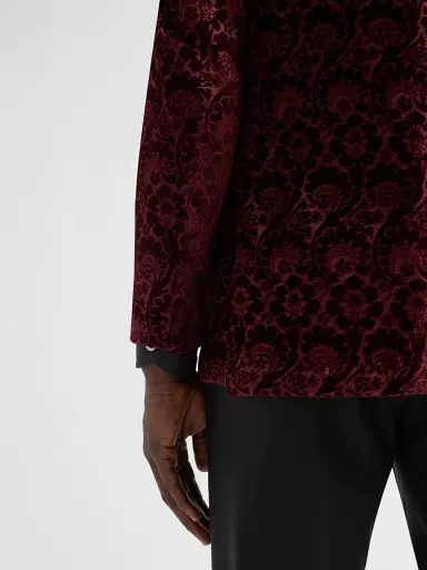 Sartorio Napoli Men's Paisley Velvet Single-Button Dinner Jacket - Burgundy | Thumbnail 8 Sartorio Napoli Men's Paisley Velvet Single-Button Dinner Jacket - Burgundy | Thumbnail 8