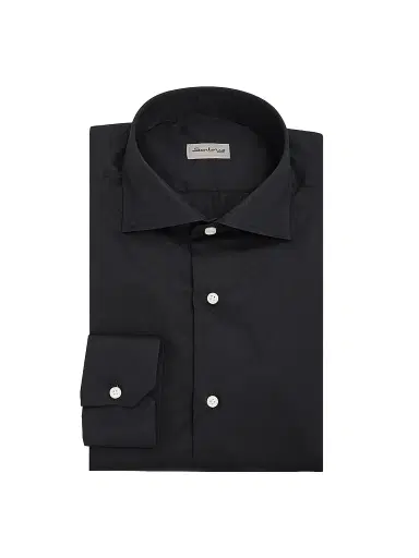 Sartorio Napoli Men's Solid Cotton Dress Shirt - Black | Thumbnail 1