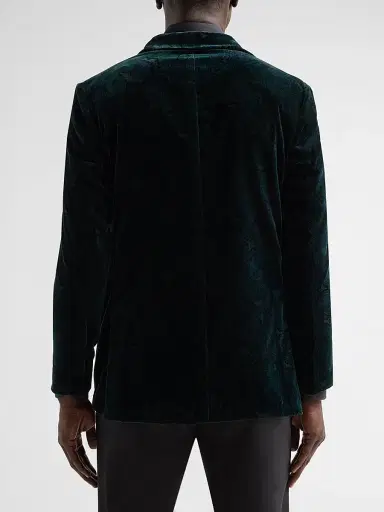 Sartorio Napoli Men's Paisley Velvet Single-Button Dinner Jacket - Dark Green | Thumbnail 3 Sartorio Napoli Men's Paisley Velvet Single-Button Dinner Jacket - Dark Green | Thumbnail 3