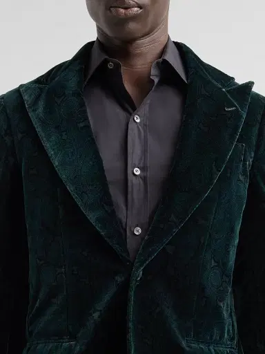 Sartorio Napoli Men's Paisley Velvet Single-Button Dinner Jacket - Dark Green | Thumbnail 5 Sartorio Napoli Men's Paisley Velvet Single-Button Dinner Jacket - Dark Green | Thumbnail 5