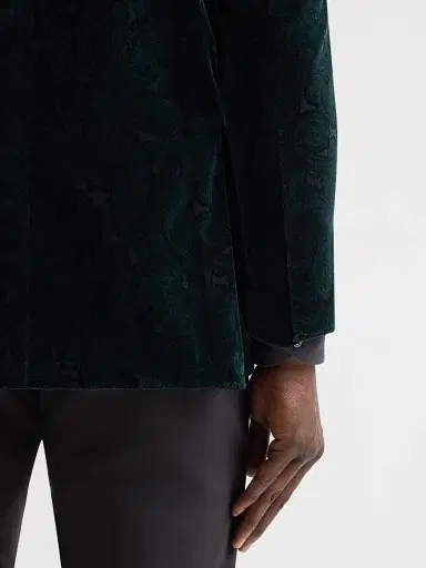 Sartorio Napoli Men's Paisley Velvet Single-Button Dinner Jacket - Dark Green | Thumbnail 8 Sartorio Napoli Men's Paisley Velvet Single-Button Dinner Jacket - Dark Green | Thumbnail 8