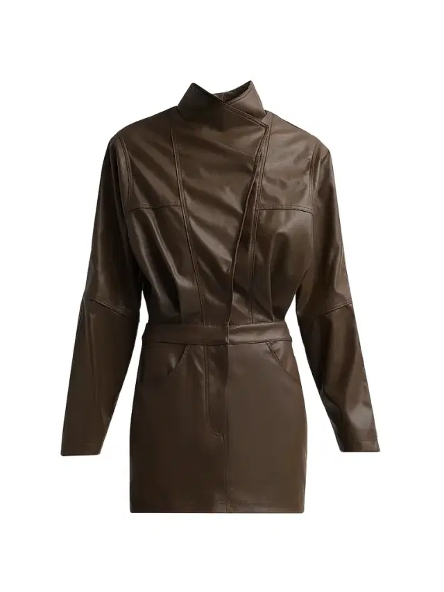 Ronny Kobo Women's Maddix Faux Leather Mini Dress - Dark Brown