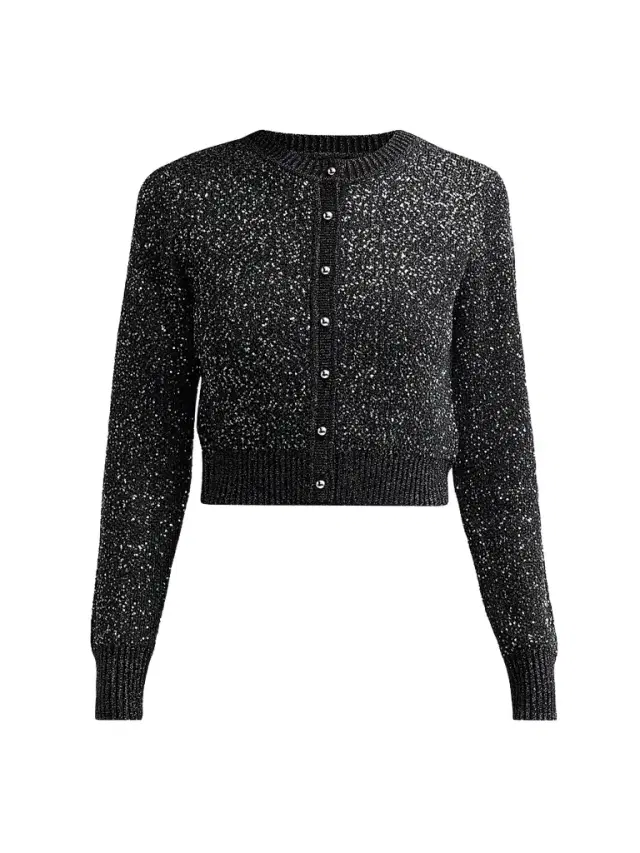 Toccin Women's Mollie Sequin Bouclé Cardigan - Onyx