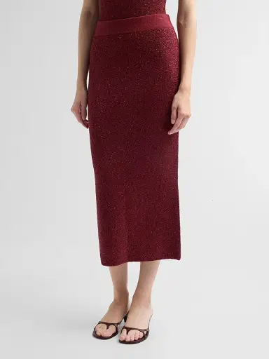 Toccin Women's Alisha Sequin Bouclé Midi Skirt | Thumbnail 4