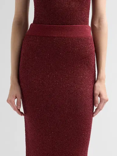 Toccin Women's Alisha Sequin Bouclé Midi Skirt | Thumbnail 5