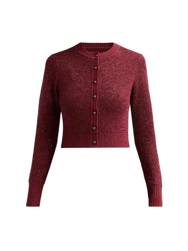 Toccin Women's Mollie Sequin Bouclé Cardigan - Oxblood