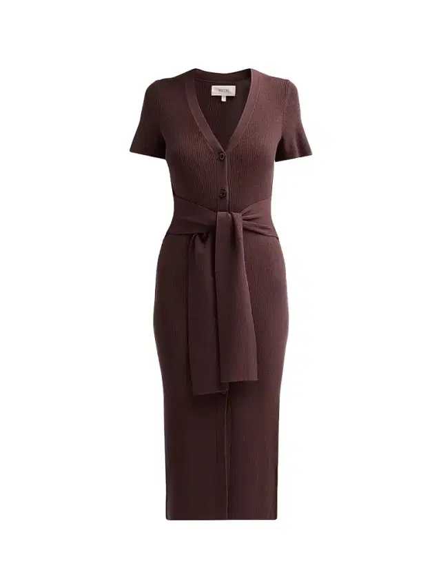 Toccin Women's Agnes Short-Sleeve Cardigan Midi Dress - Espresso