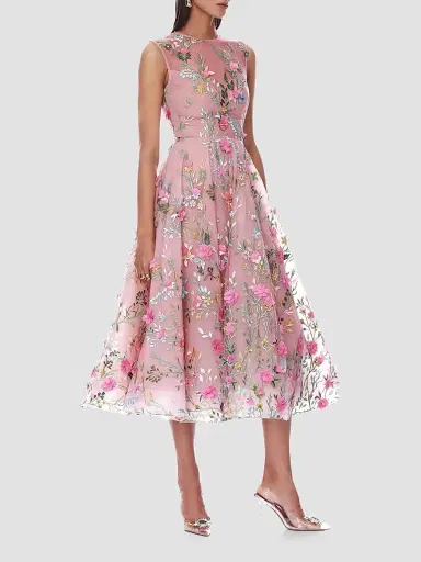 Bronx and Banco Women's Saba Blossom-Embroidered Midi Dress | Thumbnail 3