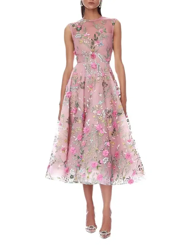 Bronx and Banco Women's Saba Blossom-Embroidered Midi Dress