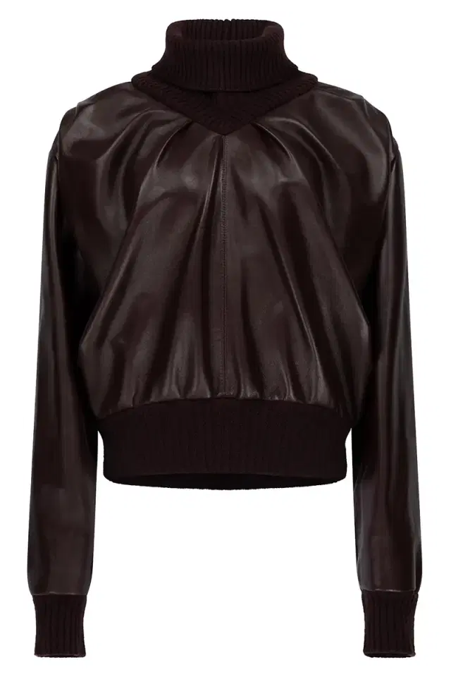 Victoria Beckham Knitted Collar Leather Top