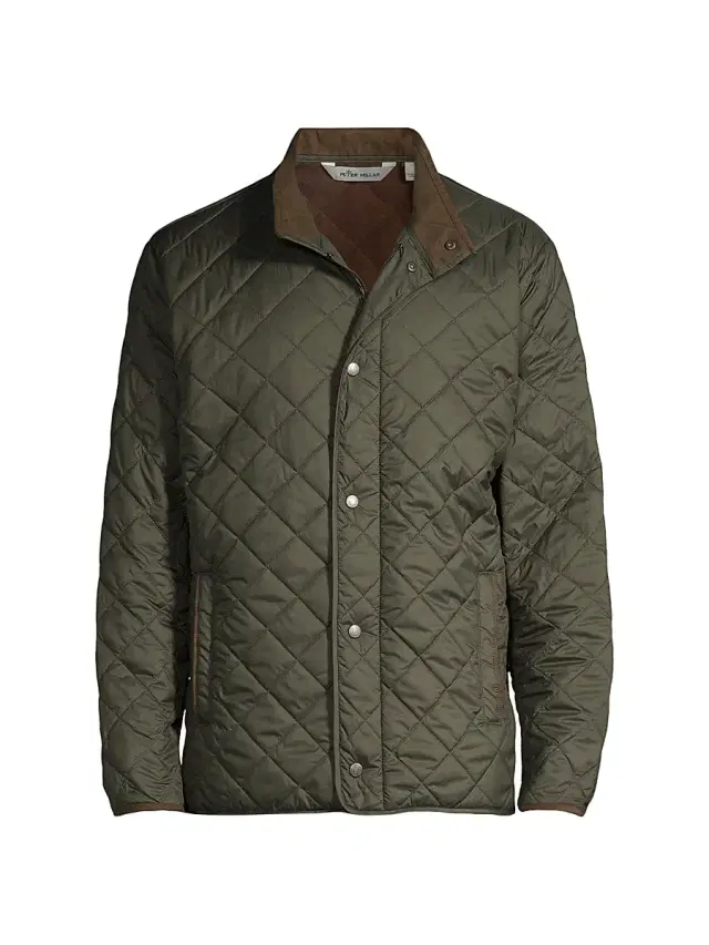 Peter Millar Men's Suffolk Quilted Travel Coat - Olive